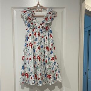 Janie and Jack Floral Ruffle Dress - Red, Blue, Green